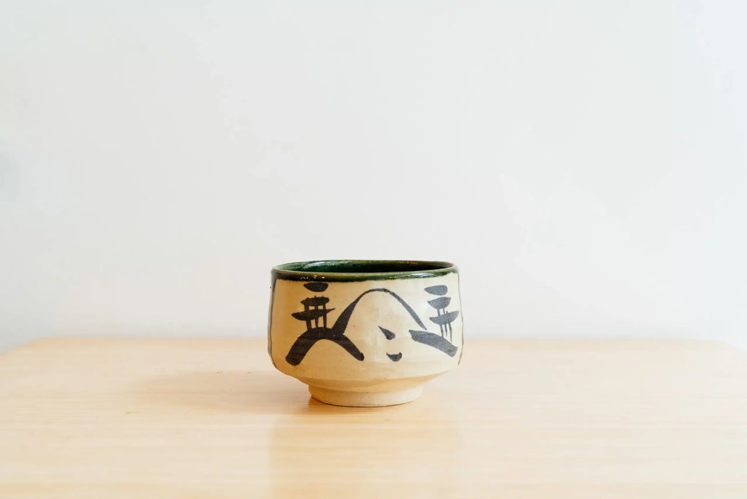 Chawan #15 - Japanse kom - Groen/beige 
