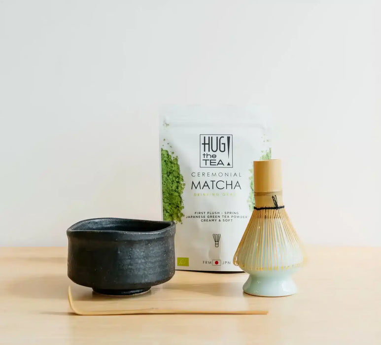 JAPANS MATCHA SET ZWART - met metallic zwarte kom (4 of 5-delig)