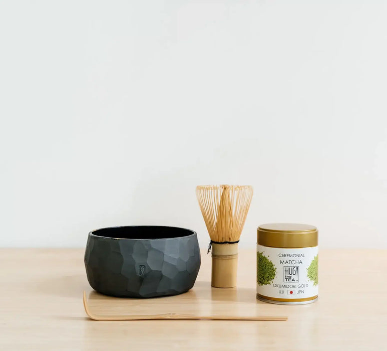 Uji Matcha Set Okumidori Gold – schwarze Schale