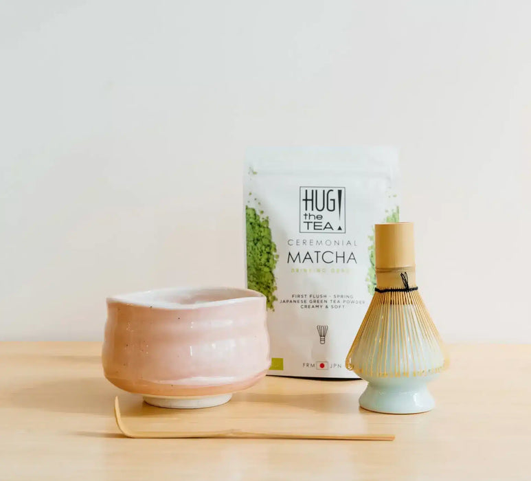 JAPANS MATCHA SET ROZE- met grote roze kom (4 of 5-delig)