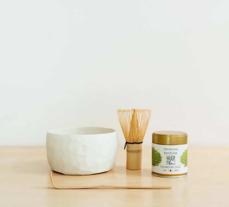 Uji Matcha Set Gold – weiße Schale